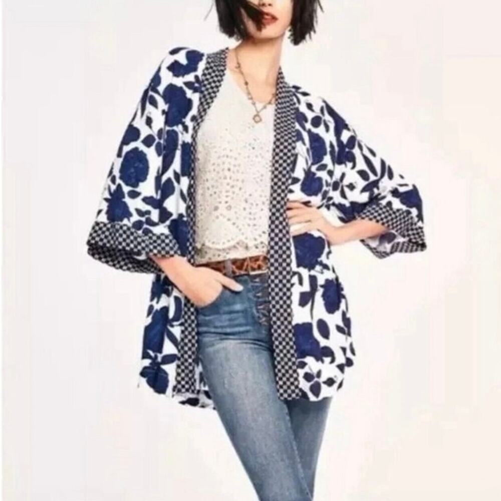 CAbi Botanical Print Kimono Size M L Style 5661 Tropical Vacation